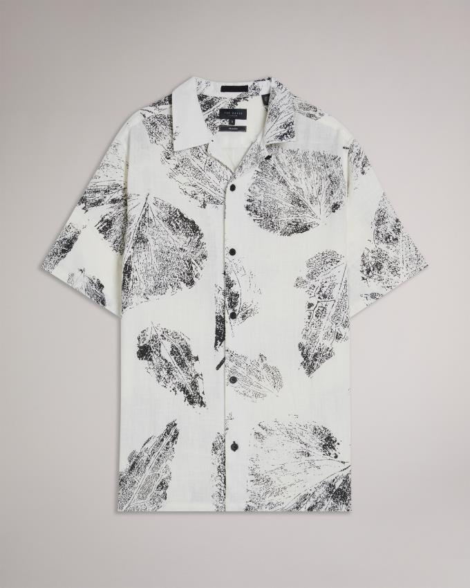 Chemises Ted Baker Photographic Leaf Print Blanche Homme | LZI-42623972